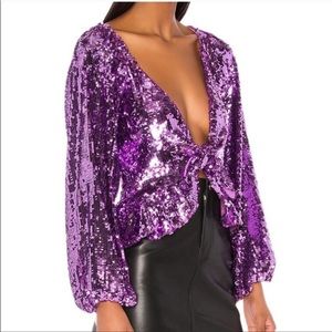 For Love & Lemons Madeleine Sequin Top in Purple 1X